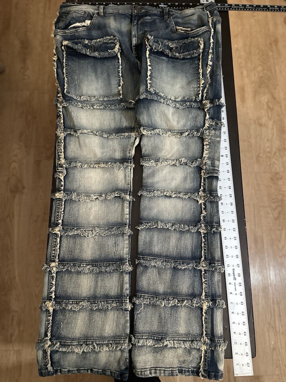 FWRD Denim Co. Stacked Patchwork Jeans Men's Size 44x36 Frayed Streetwear